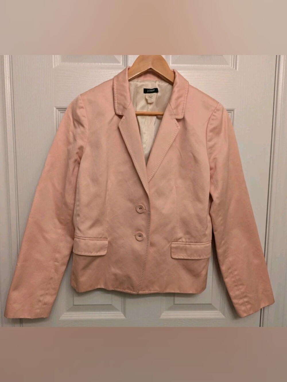 J. Crew Blush Pink Cotton Notch-Lapel Blazer